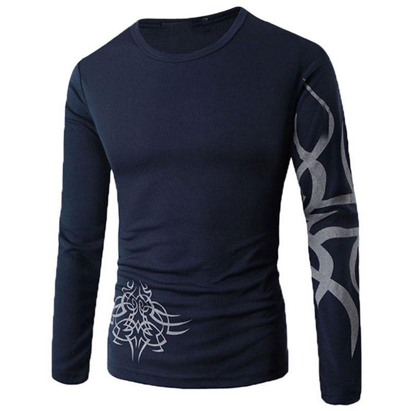 Premium Quality Fashion Men's Slim Fit O-neck Long Sleeve Muscle Tee T-shirt For Casual Wear