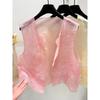 2025 New Beaded Top Versatile Temperament Organza Thin Breathable Vest