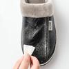 Men Women Waterproof PU Leather Winter Warm Plush Home Shoes House Slippers Indoor Anti-Skid