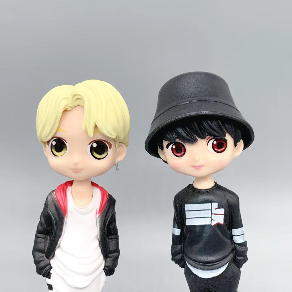 Charming BTS Group Q Version Figurine Ornament - Cute Large Hand Figure for Car