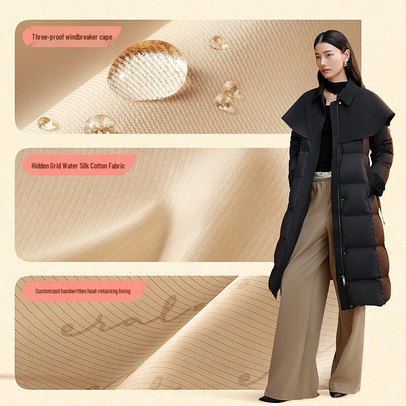 Aiyilai Women's Elegant Trench Style Waist-Cinching Down Coat