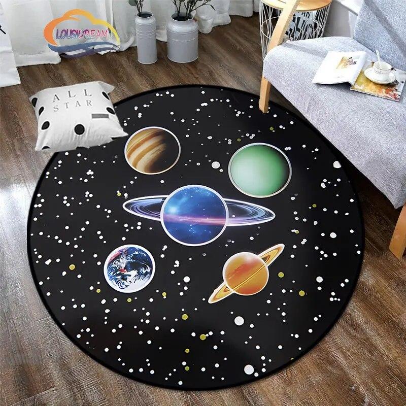 Космическая Вселенная вектор НЛО и множество планет в галактике круглые ковры для спальни Солнечная система детский ковер украшение гостиной