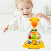 Kids Cartoon Giraffe Press Toy Rotating Jumping Ball Press Tiger Toy Toddlers Boys Girls Interactive Educational Animal Spinner Toy