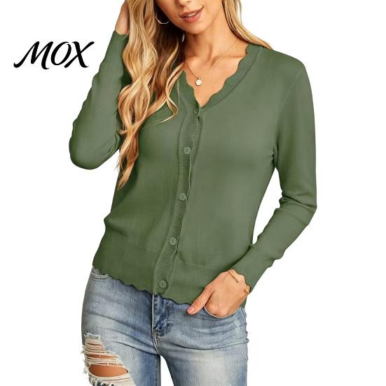 Women Knit Cardigan Sweater for Women, Fall Wavy V Neck Button Down Front Cardigan, Long Sleeve Casual Office Daily Wear
