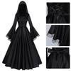Medieval Witch Gothic Hooded Long Dress Renaissance Cosplay Costume Plus Size