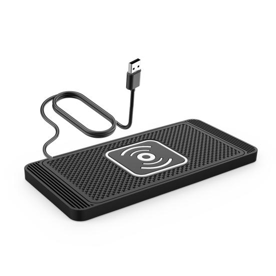 Беспроводная автомобильная зарядная площадка 15 Вт Быстрая зарядка Стабильная Нескользящая Силиконовая площадка для зарядки телефона Площадка для зарядки на неровной дороге для телефонов Автомобильные аксессуары