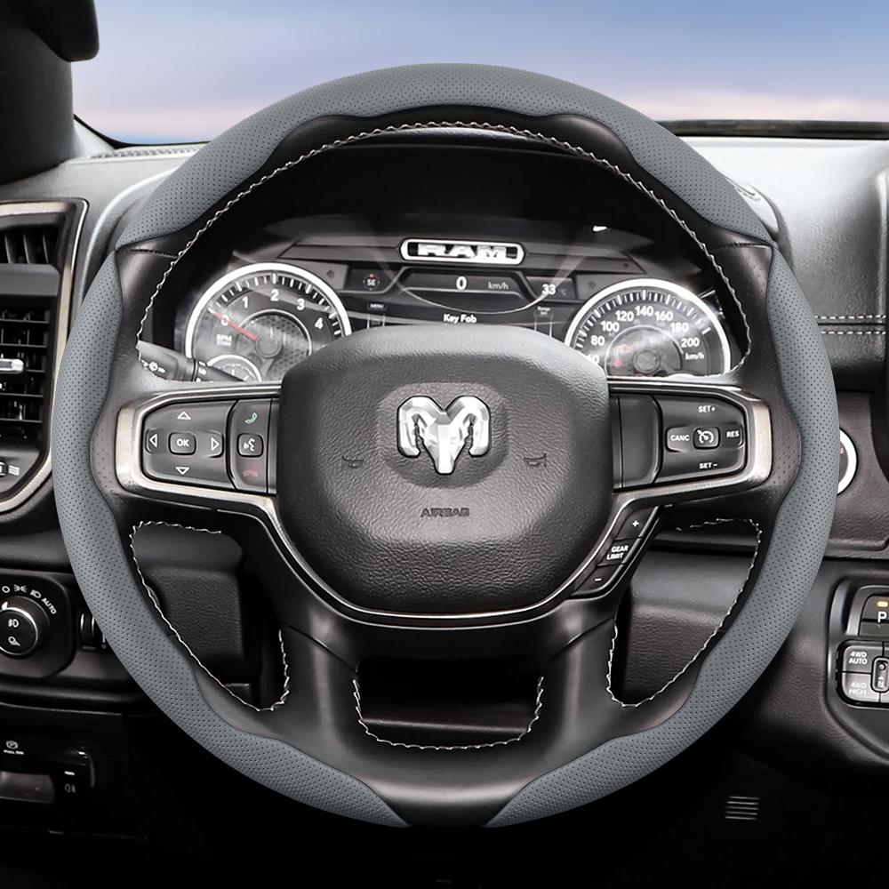 Suitable for Dodge Breathable Hole Leather Steering Wheel Cover Segmented Quick Release Design Non-Slip and Durable Challenger Journey Caliber WW15