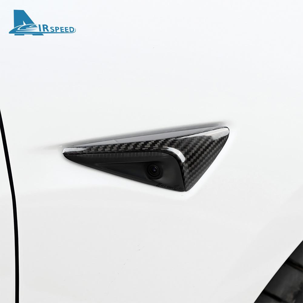 Real Hard Carbon Fiber For Tesla Model 3 Model Y 2017-2022 2023 Highland 2024 Car Side Camera Dry Carbon Cover Accessories