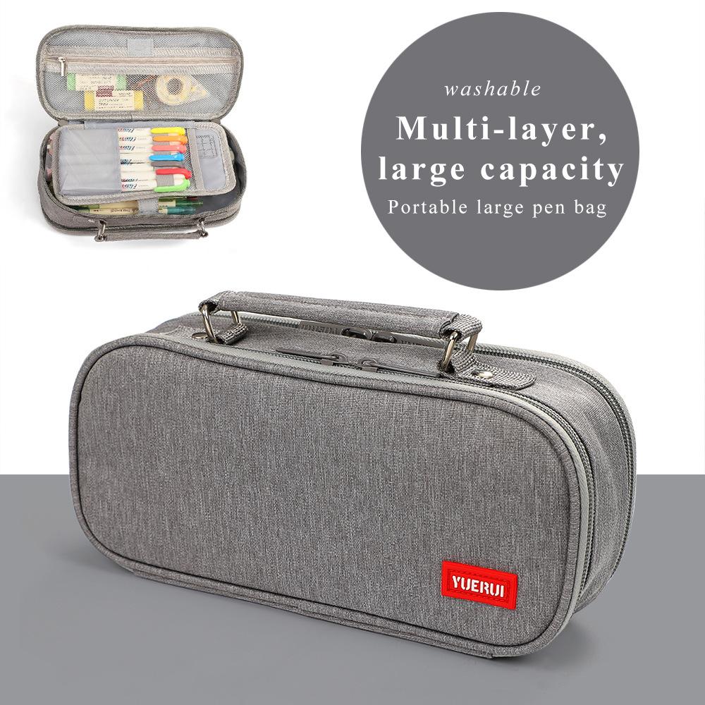 Многослойный холщовый пенал большой вместимости для студентов, простой и многофункциональный пенал, ручной органайзер для канцелярских принадлежностей
