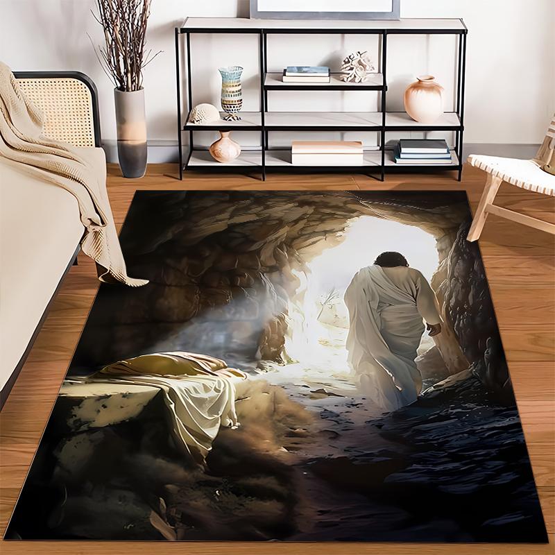 Resurrection Scene Art Non-slip Rug for Homes living room and bedroom sofas.