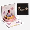 Envelope 3D Happy Birthday Greeting Card Pop Up DIY Birthday Cake Message Card Handmade Cartoon Fold Post Cards Party