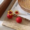 Ball Snowflake Earrings Edition Light Luxury Ankola Red Pearl Earrings New Year Happy Wedding Toast Clothing Earrings Women