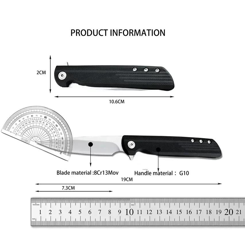 High Quality Kitchen Folding Pocket Knife 8Cr13Mov Blade G10 Handle Fruit Knife Multi-Purpose EDC Tool