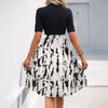 Women's Fashion Casual Belt Short Sleeve Round Neck Floral Elegant Temperament Dress