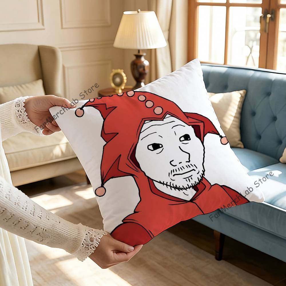 Creative Funny Wojak Meme Pillow Case For Sofa Decor Car Office Room Printing Cushion Cover Decorations and Protector