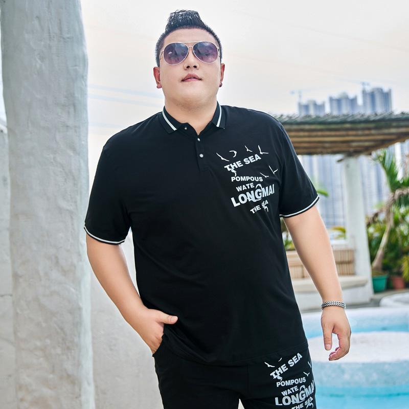 Fat Mens Plus Size Short Sleeve Lapel Polo Shirt Half Sleeve T-shirt Business Casual Ice Silk Cotton Summer Dress 5XL