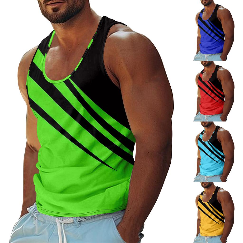 Mens Summer Surf Beach Tank Top  Casual Breathable Sleeveless Top Loose Print Tank Top