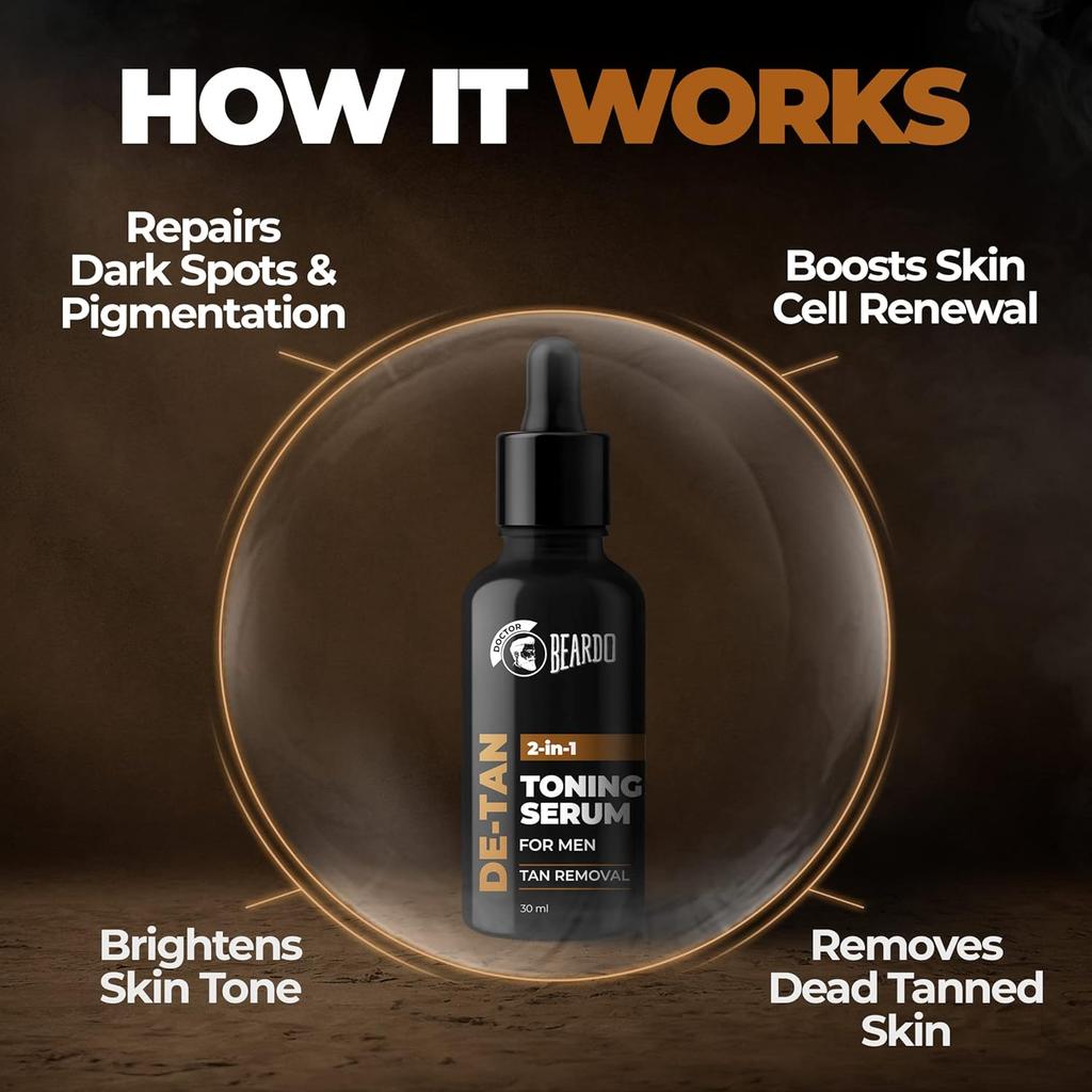 Beardo 2-in-1 Detan Serum + Toner For Men 30ml Pack | Brightening Face Serum With Plant Collagen