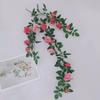 Flower Garland Artificial Rose Vine Flowers with Green Leaves Hanging for Indoor Outdoor Wall Home Garden Wedding Summer Porch Terrace Balcony Decor