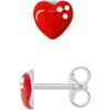 Серьги - LÉA &; АРТУР - Красное Сердце - Серебро 925 пробы - Красная Эмаль - Система Пусет