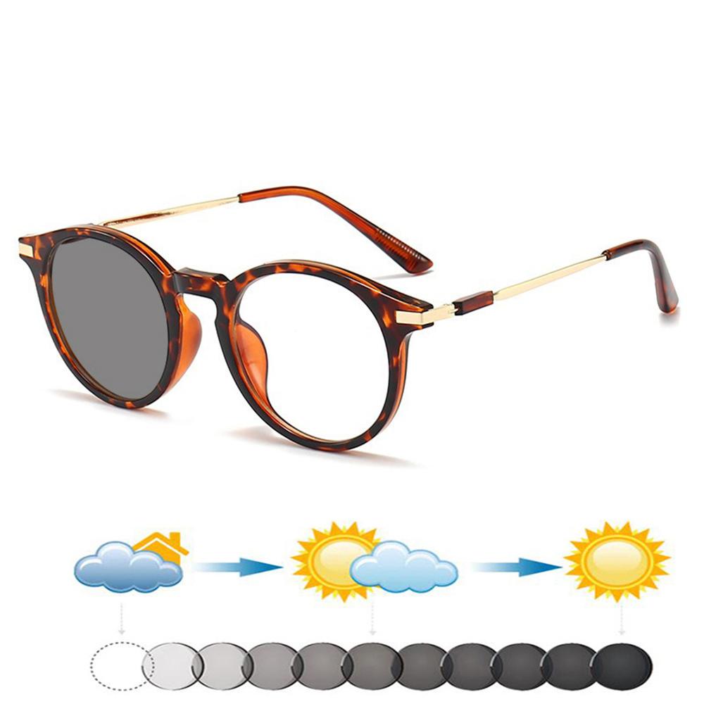 Круглые женские ретро-негабаритные сверхлегкие удобные фотохромные очки для чтения от +0,75 до +4