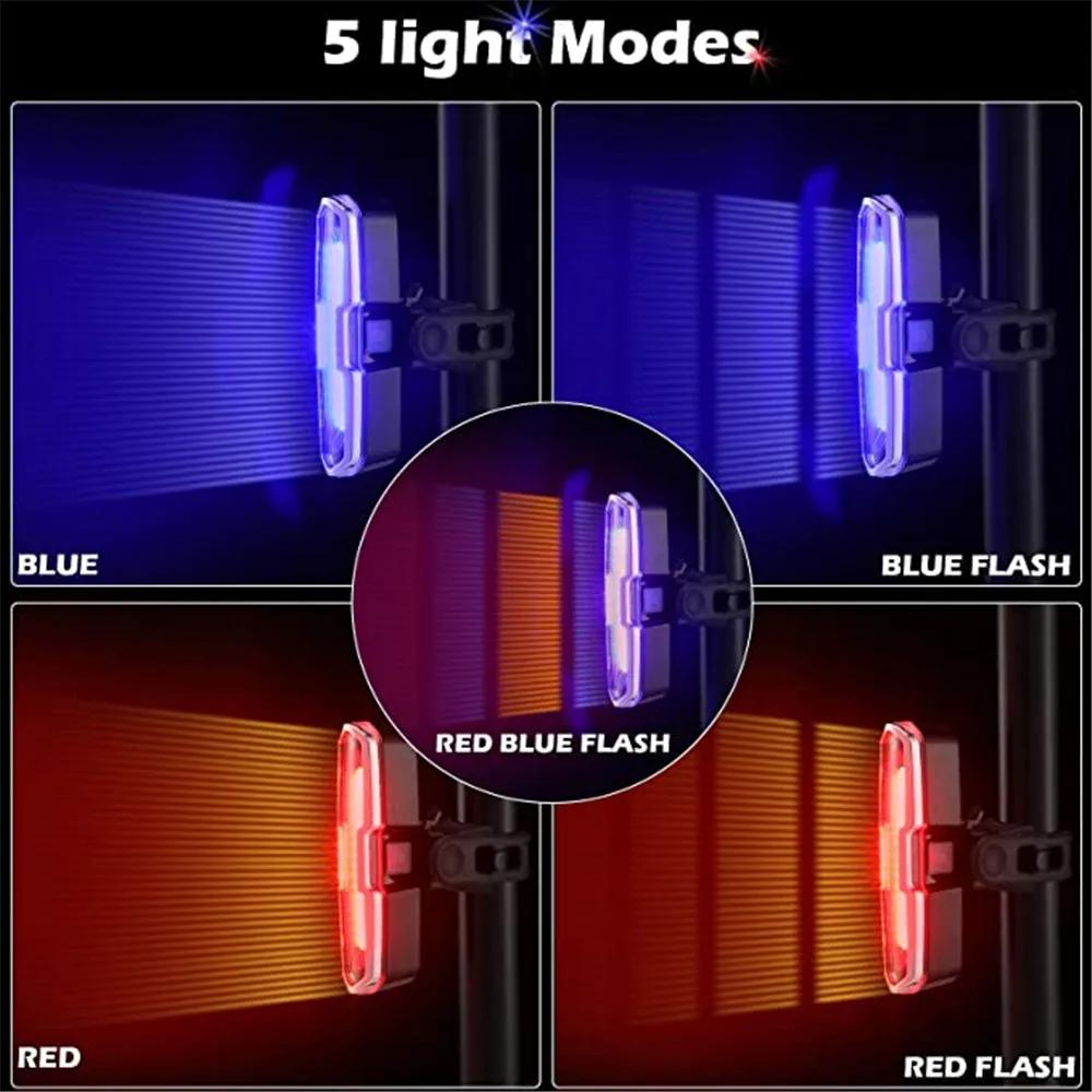 Waterproof USB Rechargeable LED Bicycle Taillight with Red/Blue/White Flash Modes for Bicycles And Mountain Bike Safety