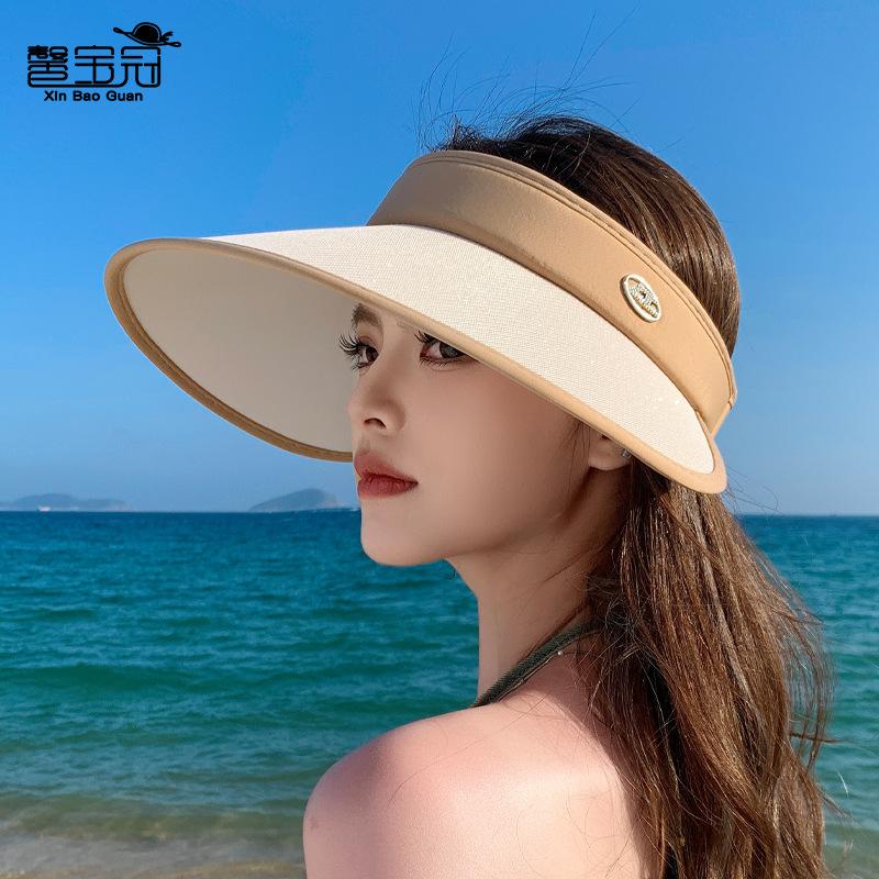 Летняя виниловая шляпа от солнца с широкими полями для защиты от солнца, шляпа от солнца для занятий спортом на открытом воздухе, шляпа с открытым верхом, детская модная универсальная шляпа от солнца