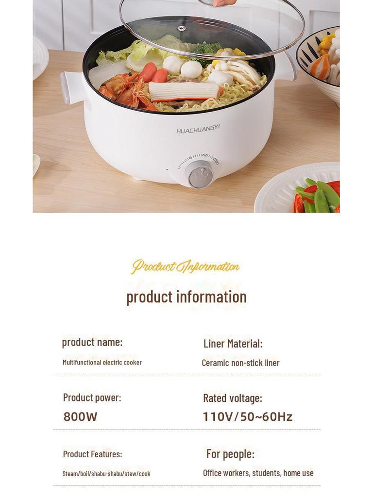 110V US Standard Multi-Function Electric Hot Pot and Frying Pan - Large Capacity, Non-Stick, Ideal for Dormitory and Household Use