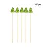 100Pcs/set Disposable Christmas Fruit Sticks Bamboo Skewer Fork Christmas Toothpicks  Dessert