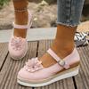 Модные розовые туфли-клинья Мэри Джейн для женщин, модные эспадрильи-сандалии с цветочным декором, женские 2025 весна-осень, повседневные туфли на платформе