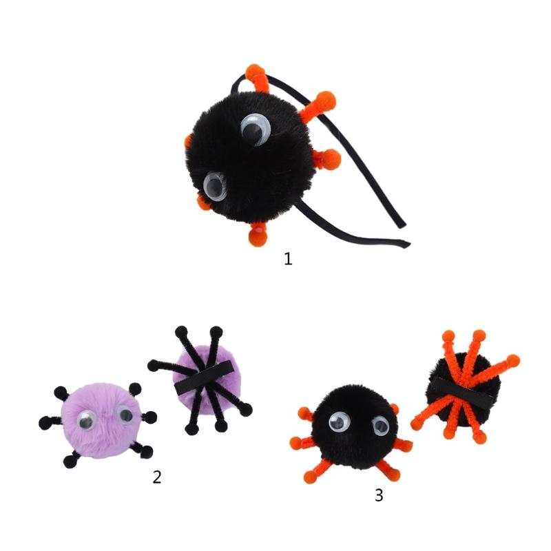 Панк Крутая Повязка на Голову Заколка для Волос Плюшевая Форма Шара Стерео Заколка Эластичная Заколка для Волос для Девочек Хэллоуин Прическа