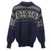 Billy Buck 70s 80s Vintage Nordic Pattern Long Sleeve Sweater M Navy Knit Women Used
