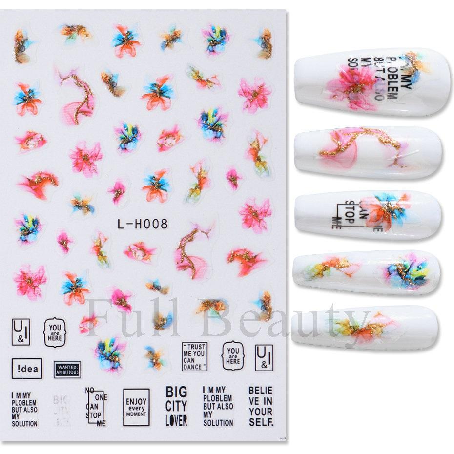 3D золотые наклейки для ногтей цветочные растения наклейки для ногтей цветочные мраморные цветочные ползунки маникюрные украшения