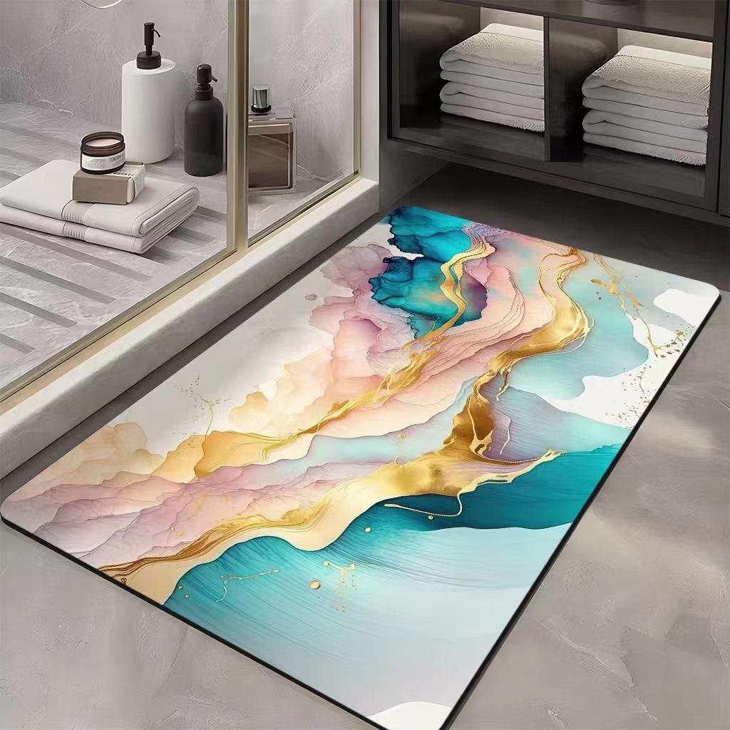Light Luxury Marble Diatom Mud Mat Bathroom Toilet Toilet Into The Door Absorbent Non-slip Quick Dry Mat
