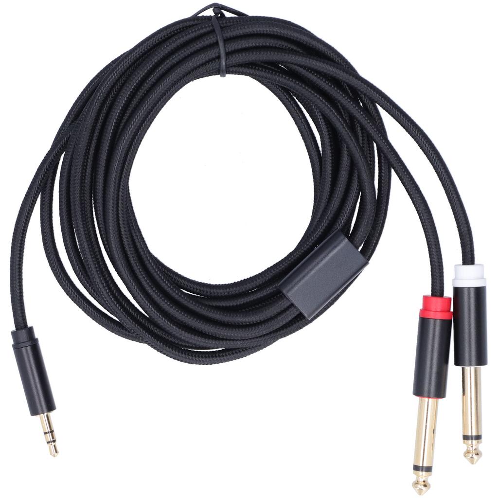3683 Adapter Cable Cotton Woven Mesh 3.5mm Male to Dual 6.35mm Audio Tuning Speaker Adapter Cable3m 9.8ft