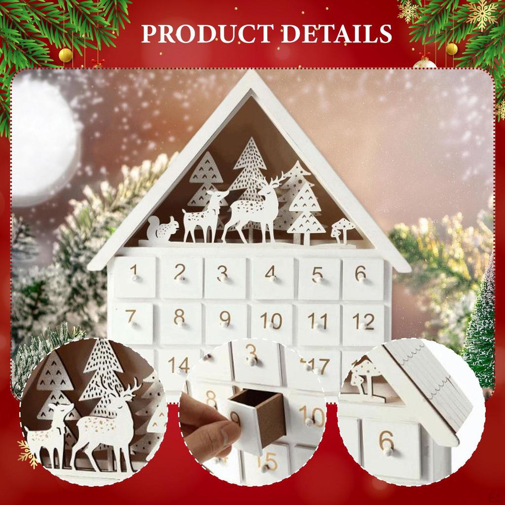 Дом-адвент-календарь на Рождество, Праздничное украшение, со сценой леса и подсветкой