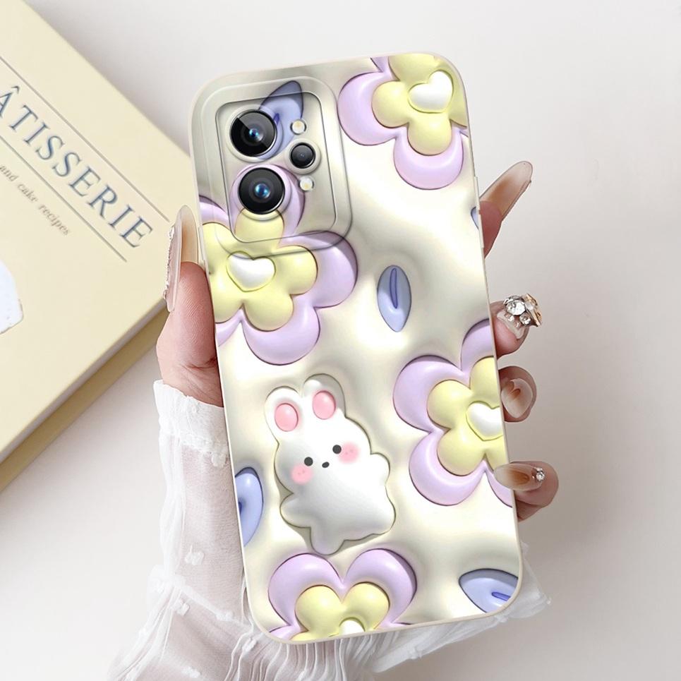 Мультяшный чехол для Realme GT2 Pro RMX3301 / Realme GT Neo2 GT 2, бампер, мягкая задняя крышка из жидкого силикона, Цветок, Роскошный корпус для телефона