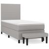 3136413 vidaXL Lit à sommier tapissier avec matelas Gris clair 100x200cm Tissu