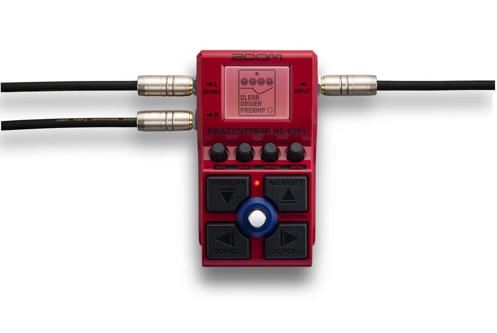 Педаль ZOOM Multi Stomp Pedal Red, оснащенная 97 типами моделей для бас-гитары, эффектами/усилителями MS-60B+