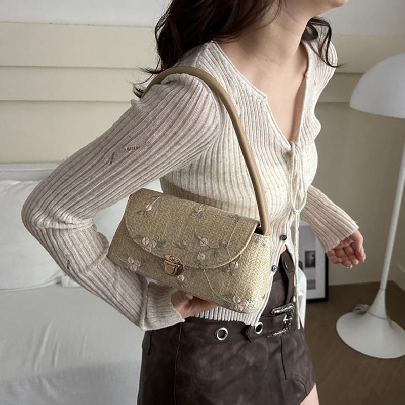 Модная маленькая сумка через плечо Женская плетеная соломенная сумка-тоут Рафия Летняя пляжная сумка Хобо Кроссбоди CLE