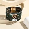 Boho Multi Layer Leather Bracelet for Women Jewelry Cupid Heart Magnet Buckle Holiday Gift