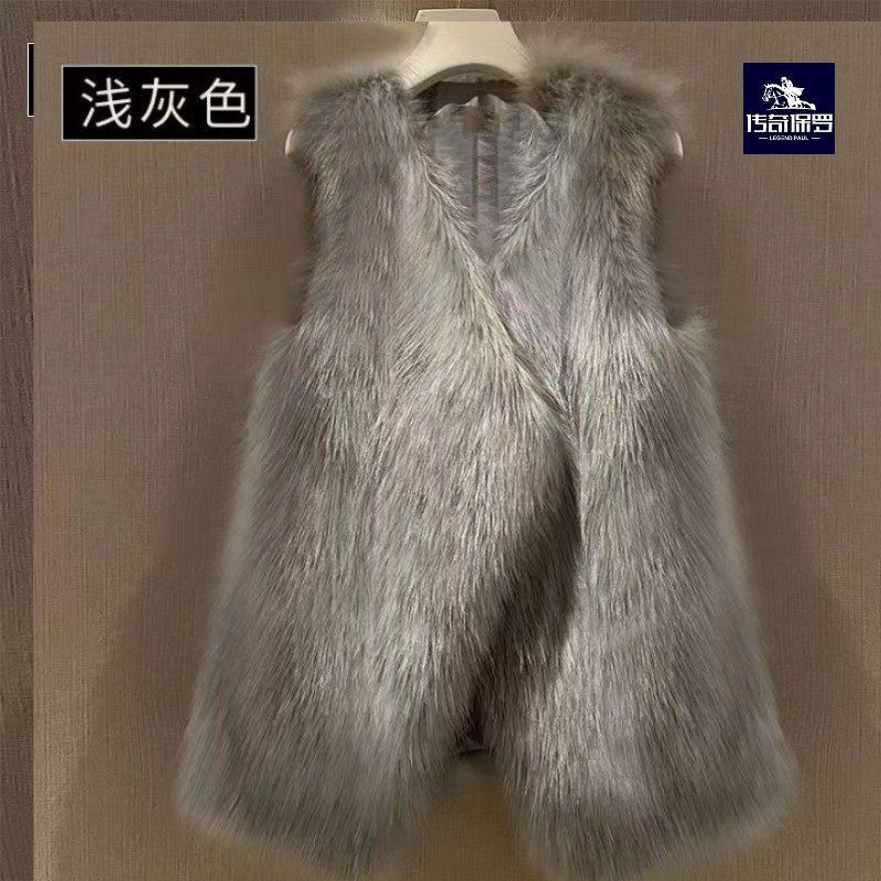 Осенний новый жилет из искусственного меха корейской версии, женский жилет средней и длинной длины, приталенный пуховый жилет, модное пальто в иностранном стиле