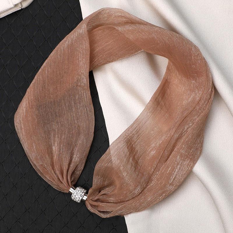 1 шт. Магнитная застежка Текстура Однотонный Универсальный шарф Модные тканевые аксессуары Тонкая версия Шифоновая пряжа