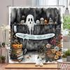 Funny Halloween Shower Curtain Waterproof Bathroom Curtain Horrible Wacky Skeleton, Ghost, Dark Style Home Decorative Curtain