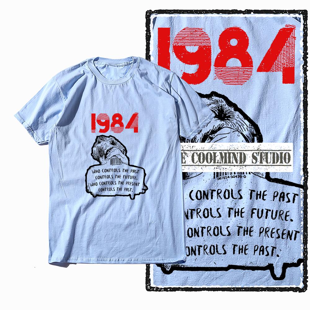 Coolmind X0019 Хлопок большой размер принт 1984 эксклюзивная графика унисекс футболка свободная с круглым вырезом унисекс футболка повседневная футболка для унисекс футболок