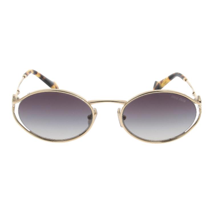 Miu Miu Logo Metal Oval Sunglasses Women sunglasses Gold SMU52Y