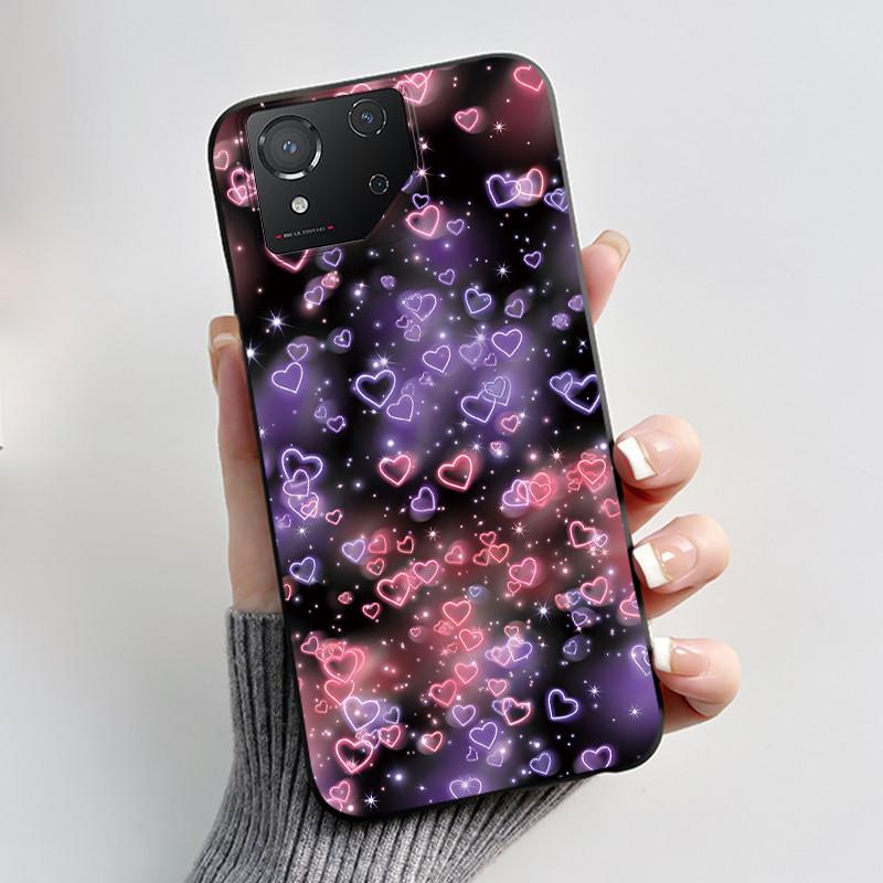 Чехол для Asus ROG Phone 8 Чехол для телефона ROG 8 Pro Роскошный Милый Кролик с Сердечком Забавный Черный Мягкий ТПУ Силикон Защитная Задняя Крышка