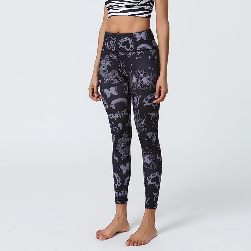 Новые леггинсы для йоги женские телесного цвета с принтом, тонкие спортивные штаны для фитнеса и йоги