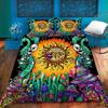 Пододеяльник с изображением солнца, разноцветные грибы, постельное белье, одеяла с изображением солнца, череп на Хэллоуин, постельное белье в стиле хиппи, украшение для спальни