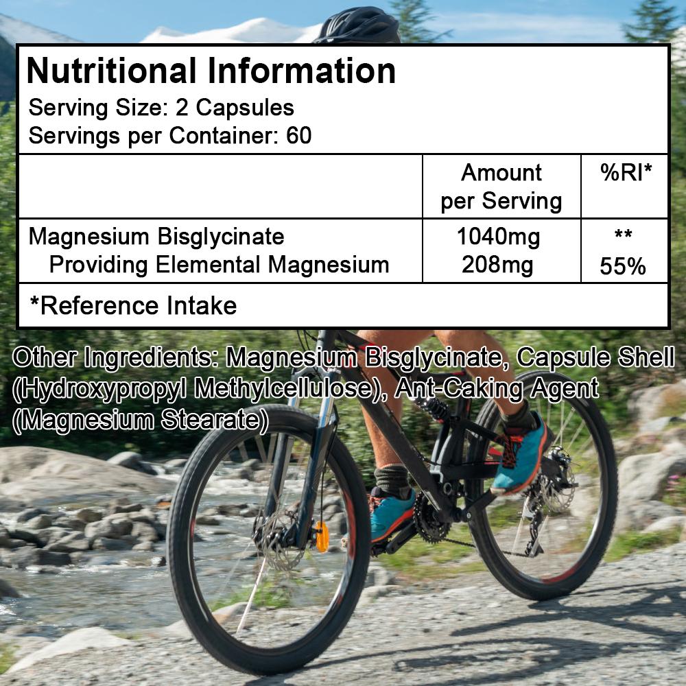 Magnesium Glycinate Capsules, Magnesium Bisglycinate 1040mg, 120 Capsules Dietary Supplement